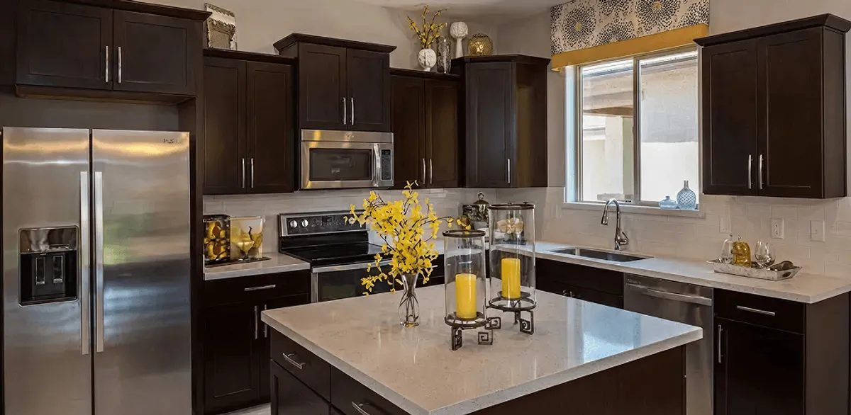 Cabinet painting results with freshly painted kitchen cabinets in Chandler, AZ