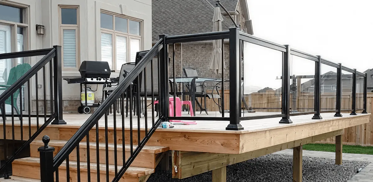 Handrail installation on a deck staircase for safety and code compliance in Chandler, AZ