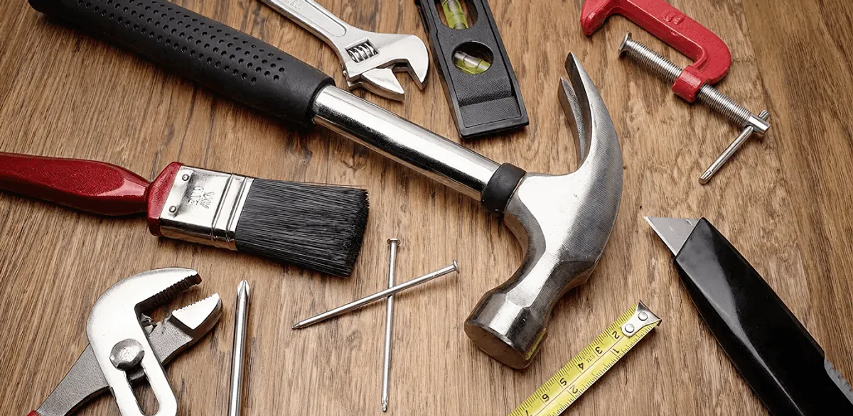 Handyman tools laid out for home repair and maintenance work in Chandler, AZ