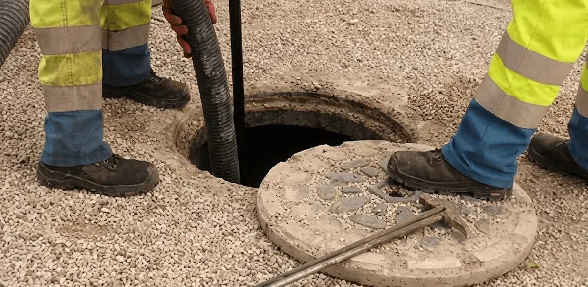 Drain cleaning crew clearing a sewer access point with professional equipment in Chandler, AZ