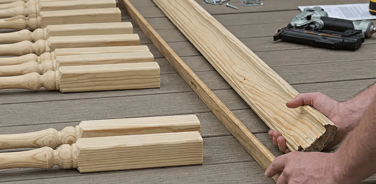 Handrail installation materials and wood components for stair rail work in Chandler, AZ